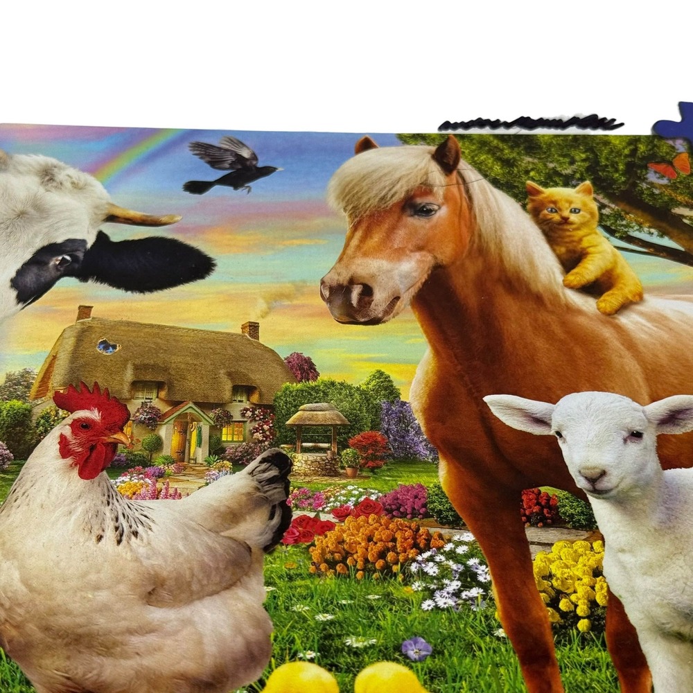 White Mountain Kids Farm Animals 300 Piece Puzzle Adrian Chesterman Complete - Picture 3 of 14
